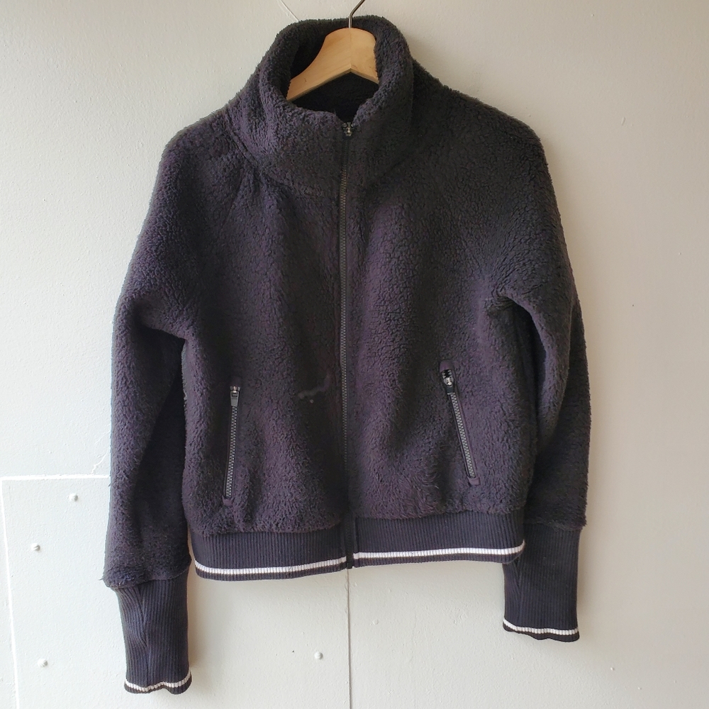 Athleta Fleece Full Zip Jacket Women's Size S Black